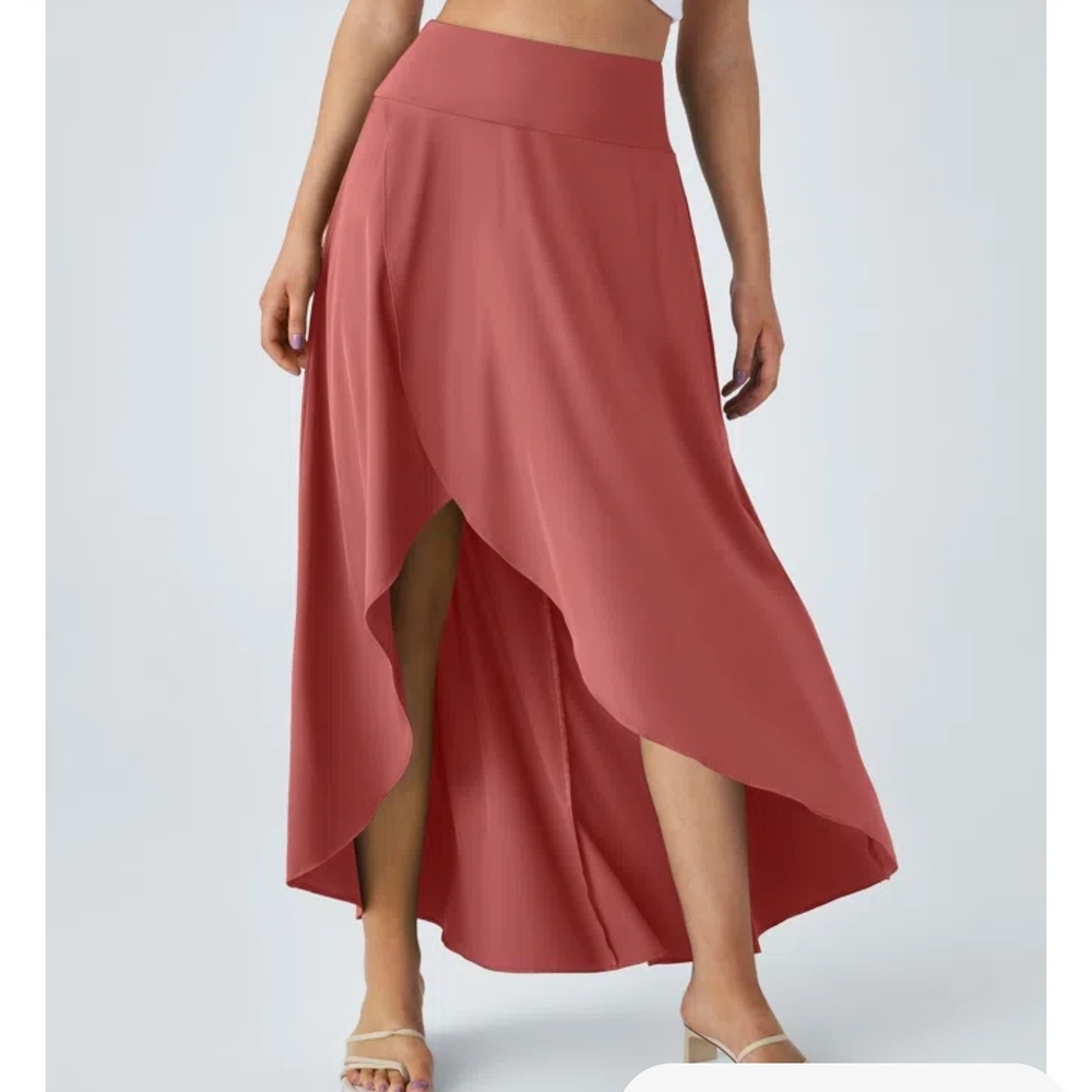 HALARA High-Low Wrap Maxi Skirt in Dusty Rose